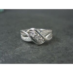 Sterling Silver Diamond Ring Size 8